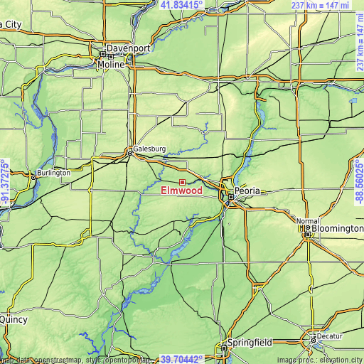 Topographic map of Elmwood