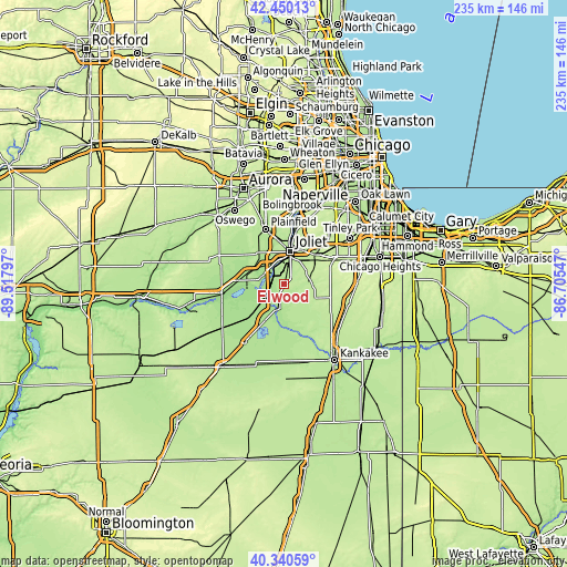 Topographic map of Elwood