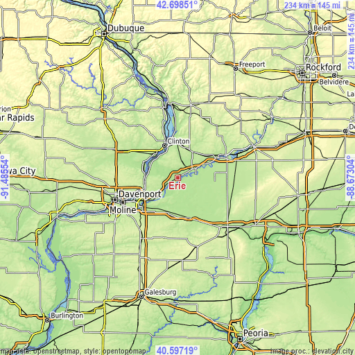 Topographic map of Erie