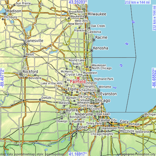 Topographic map of Fairfield