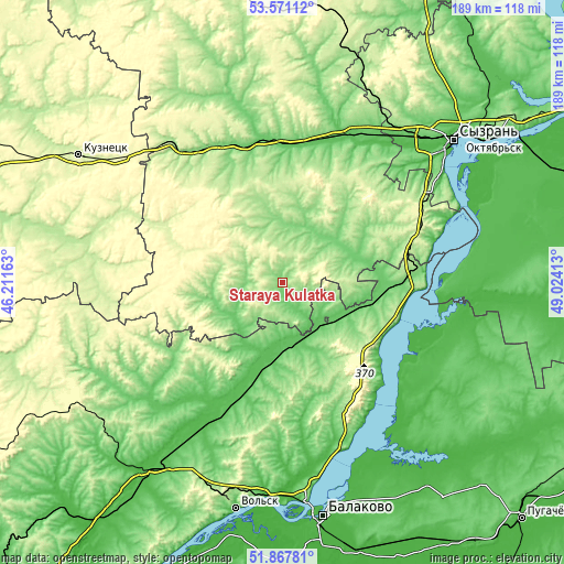 Topographic map of Staraya Kulatka