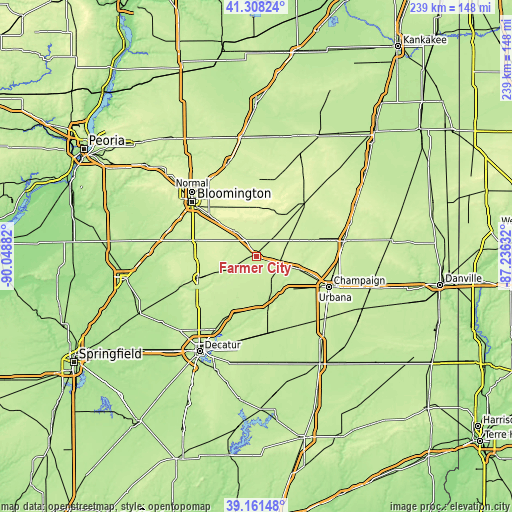 Topographic map of Farmer City