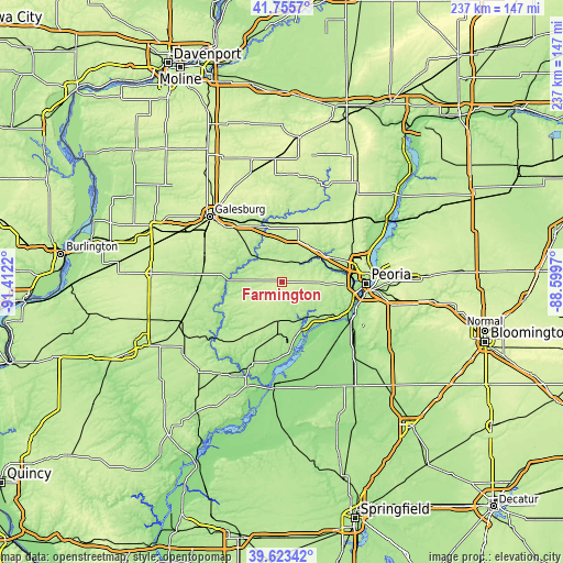 Topographic map of Farmington