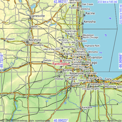 Topographic map of Farmington