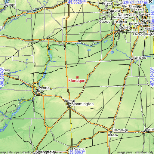 Topographic map of Flanagan