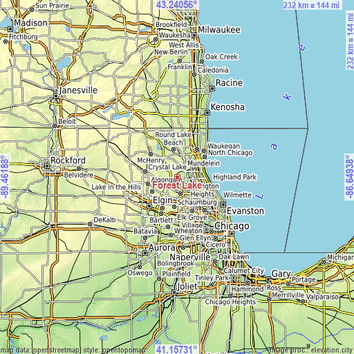 Topographic map of Forest Lake