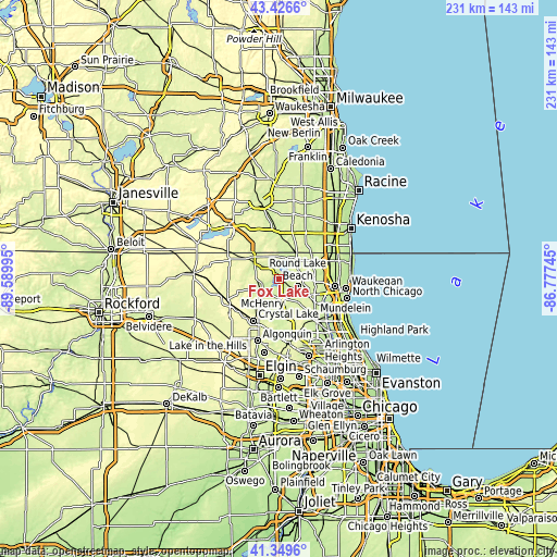 Topographic map of Fox Lake