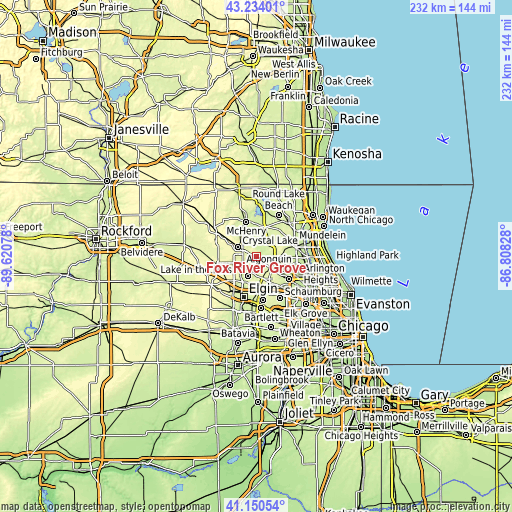 Topographic map of Fox River Grove