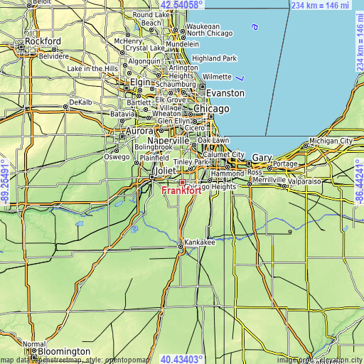 Topographic map of Frankfort