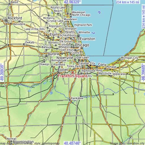 Topographic map of Frankfort Square