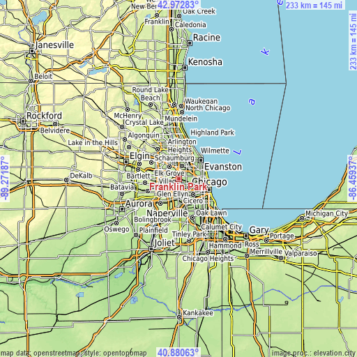 Topographic map of Franklin Park