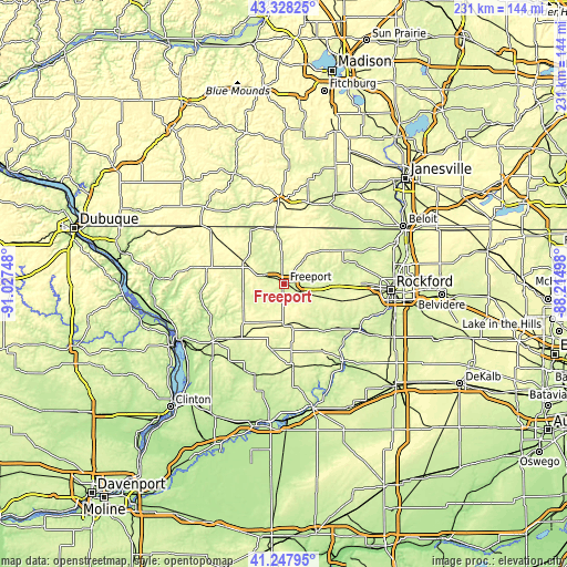 Topographic map of Freeport