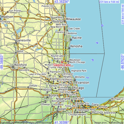 Topographic map of Gages Lake