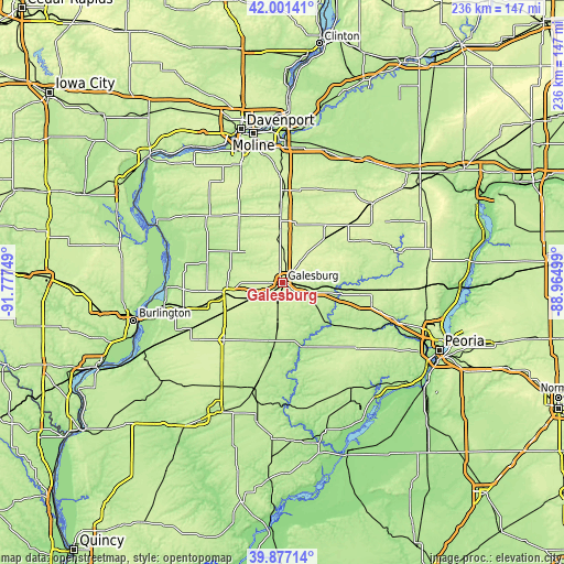 Topographic map of Galesburg