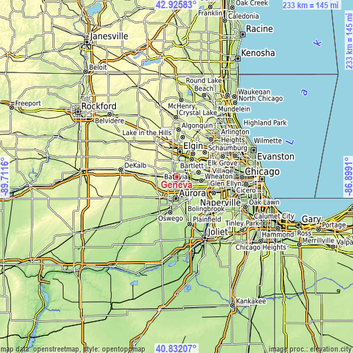 Topographic map of Geneva
