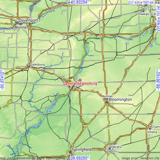 Topographic map of Germantown Hills