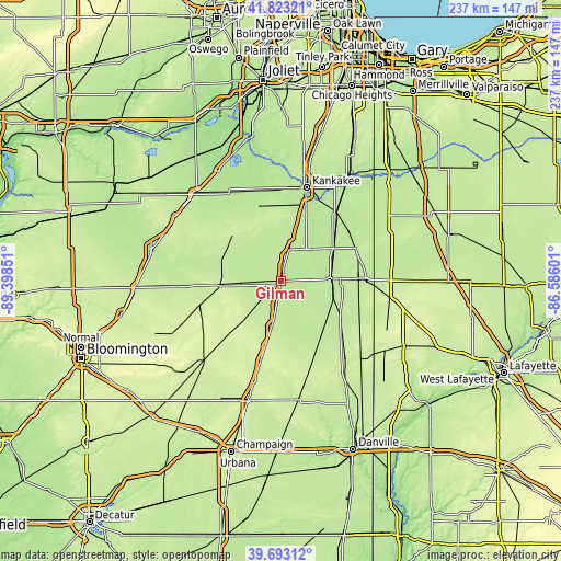 Topographic map of Gilman