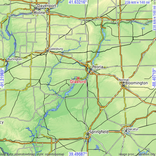 Topographic map of Glasford