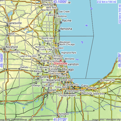 Topographic map of Glenview
