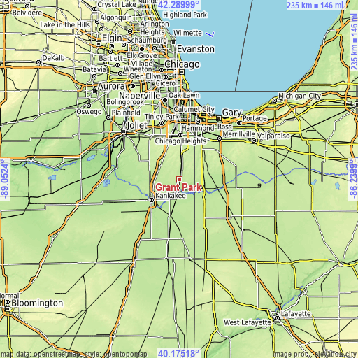 Topographic map of Grant Park