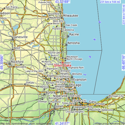 Topographic map of Green Oaks