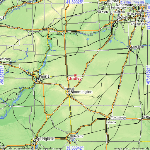 Topographic map of Gridley