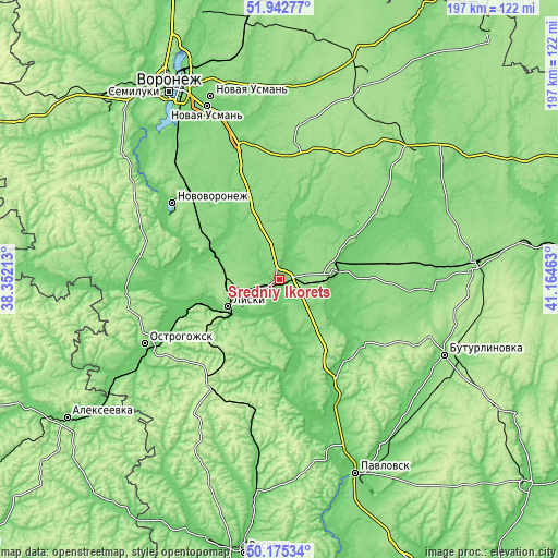 Topographic map of Sredniy Ikorets