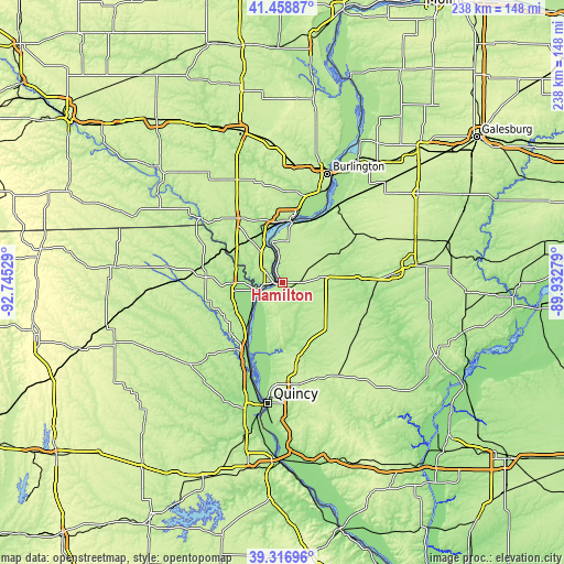 Topographic map of Hamilton