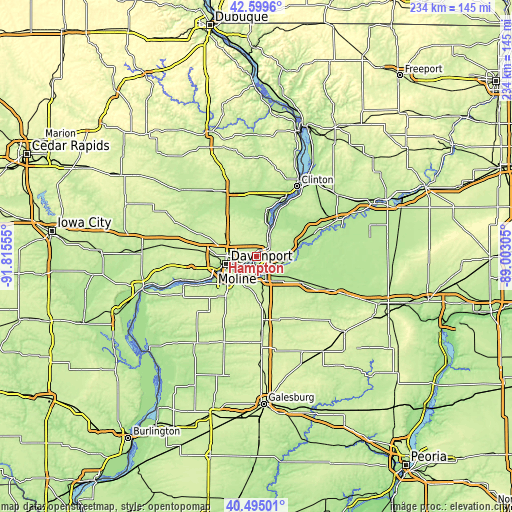 Topographic map of Hampton