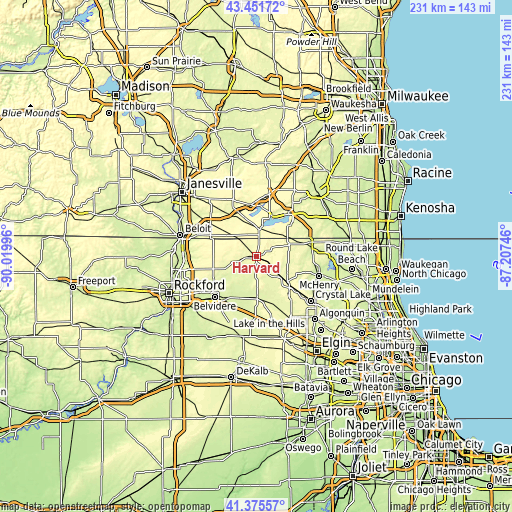 Topographic map of Harvard