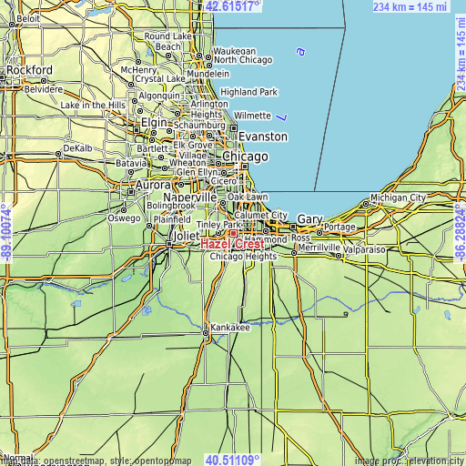 Topographic map of Hazel Crest