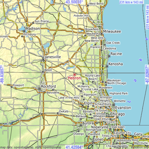 Topographic map of Hebron