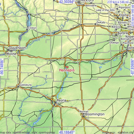 Topographic map of Hennepin