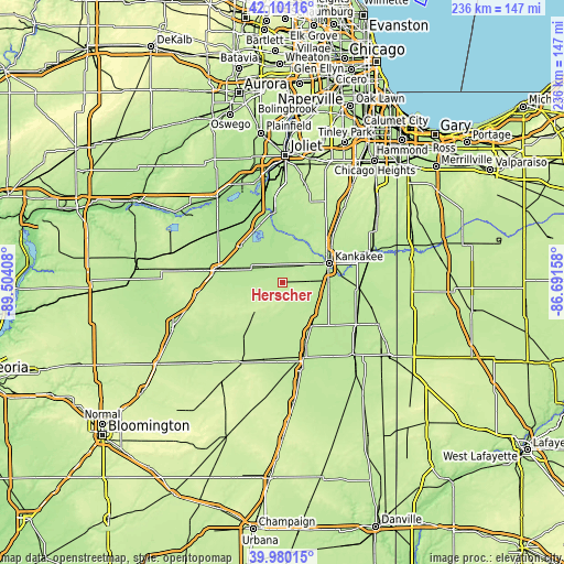 Topographic map of Herscher