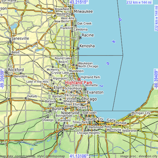 Topographic map of Highland Park