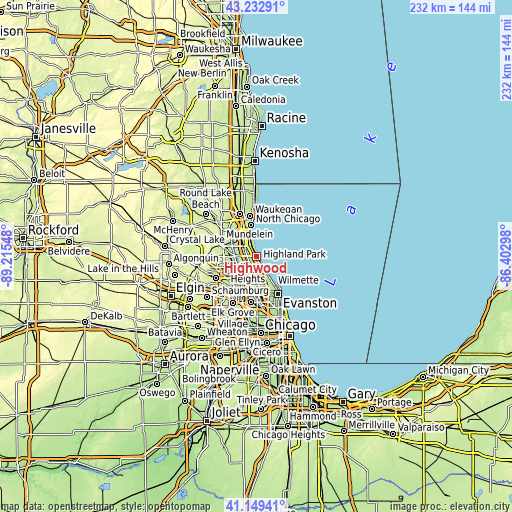 Topographic map of Highwood