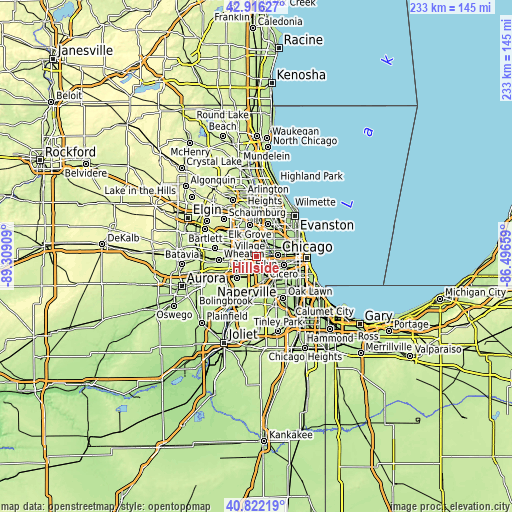 Topographic map of Hillside