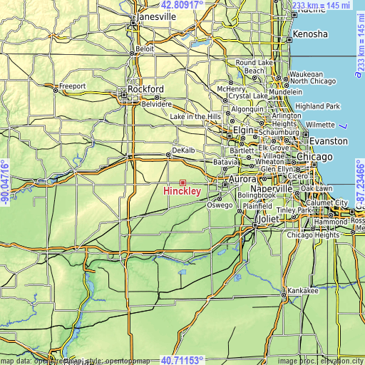 Topographic map of Hinckley