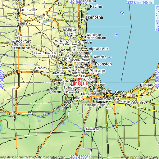 Topographic map of Hinsdale