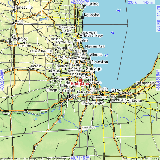 Topographic map of Hodgkins