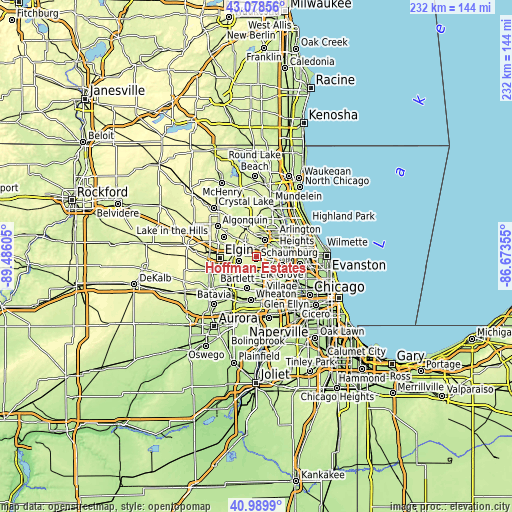 Topographic map of Hoffman Estates