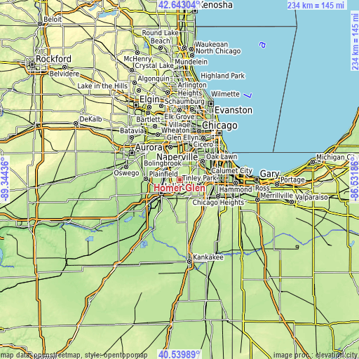 Topographic map of Homer Glen