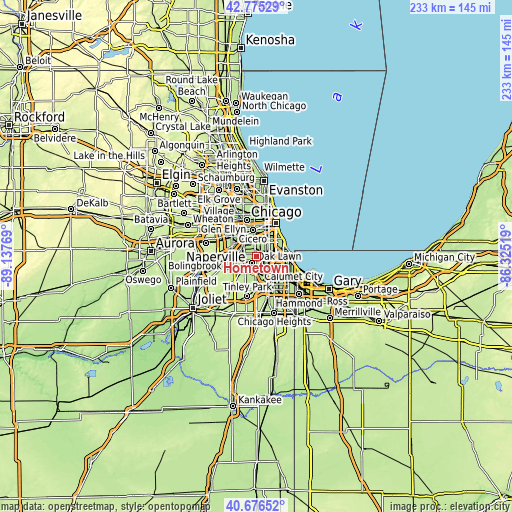 Topographic map of Hometown