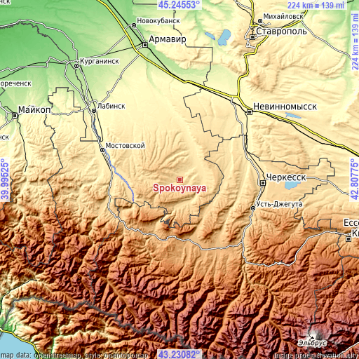 Topographic map of Spokoynaya