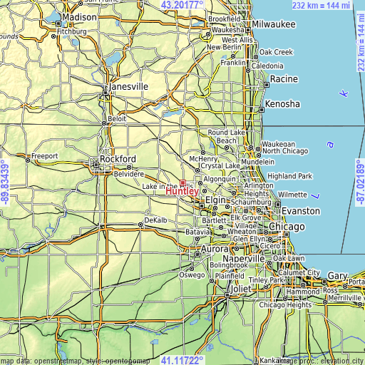 Topographic map of Huntley