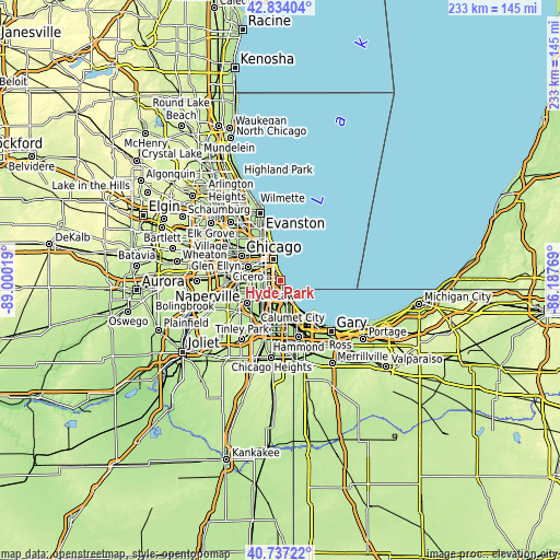 Topographic map of Hyde Park