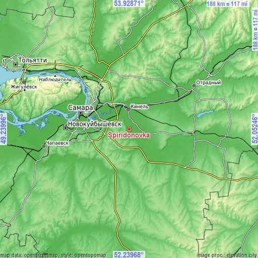 Topographic map of Spiridonovka