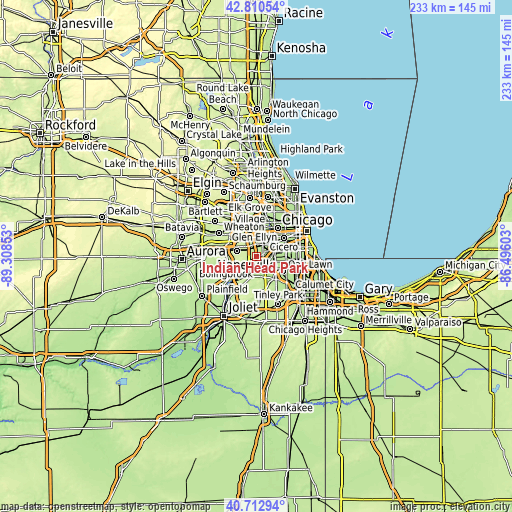 Topographic map of Indian Head Park