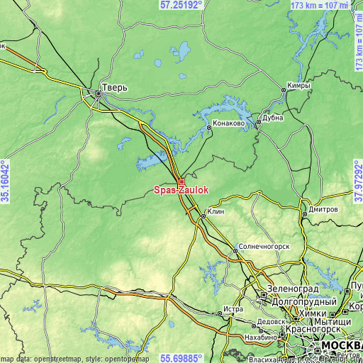 Topographic map of Spas-Zaulok