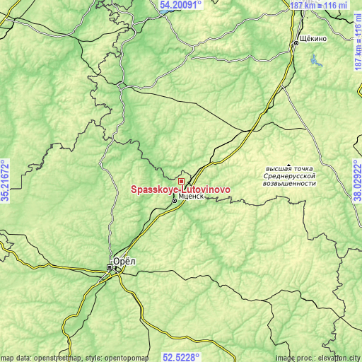 Topographic map of Spasskoye-Lutovinovo